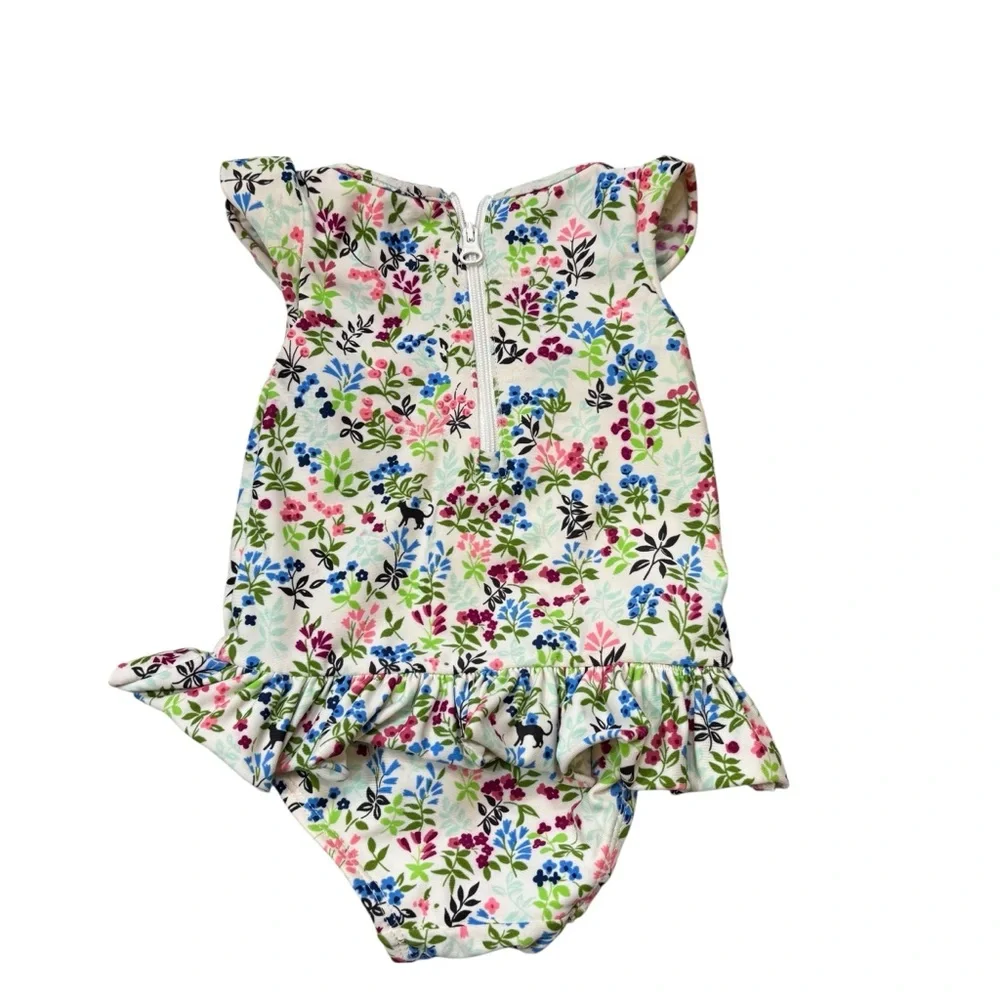 Baby Gap Girls‎ Ruffle Floral Print Swim Suit Size 0-6 Months